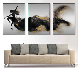 现代轻奢金色水墨舞蹈美女装饰画