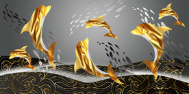 金色海豚装饰画