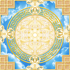 大理石拼花天空梦幻吊顶天顶壁画