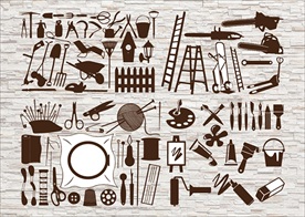 农具画画工具等矢量剪影合集