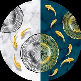 九鱼图 年轮纹理