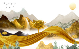 金色现代新山水画 TIF分层