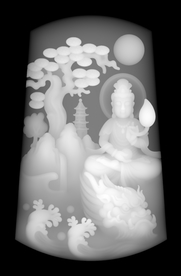 降龙观音松树水浪坐观音莲花佛祖