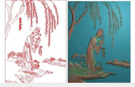 西施浣纱 精雕图