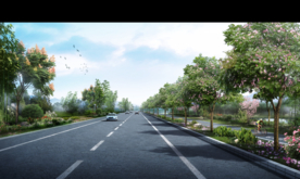 道路绿化景观设计效果图