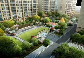 小区绿化景观鸟瞰图