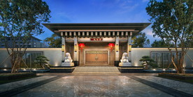 中式小区入口大门设计效果图