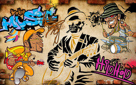 复古砖墙欧美涂鸦工装背景墙