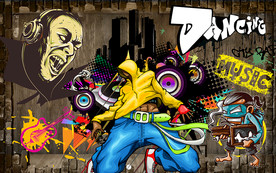 个性木板欧美涂鸦工装背景墙