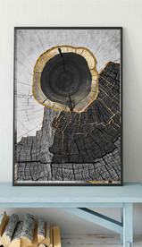 现代烁金水墨金色年轮木纹装饰画