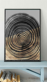 现代烁金水墨金色年轮木纹装饰画
