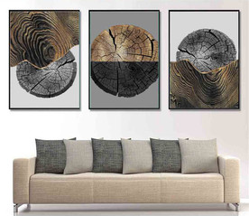 现代烁金水墨金色年轮木纹装饰画