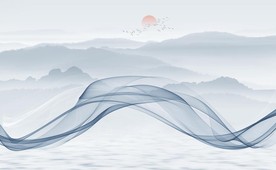 新中式抽象水墨山水风景背景墙