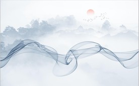 新中式抽象水墨山水风景背景墙