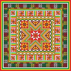 瑶族八角花菱格花织锦绣片纹样