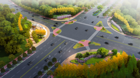 城市道路交叉口绿化景观效果图