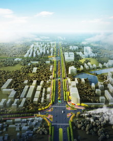 城市道路景观鸟瞰图