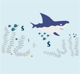 海底鲨鱼鲸鱼水草