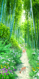 风景竹林玄关背景墙