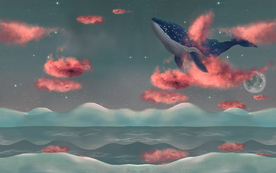 卡通鲸鱼背景墙