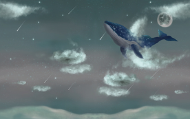 卡通天空鲸鱼背景墙