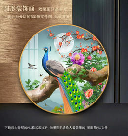 孔雀圆形装饰画