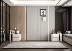 现代轻奢卧室背景墙次卧场景空景