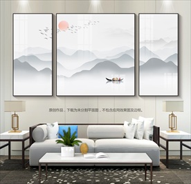 新中式山水画群山图意境山水画