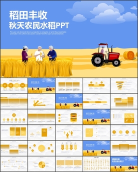 稻田秋天农民丰收节水稻PPT