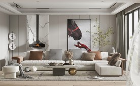 现代客厅沙发茶几组合3D模型