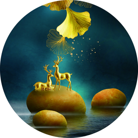 圆形装饰画麋鹿玄关