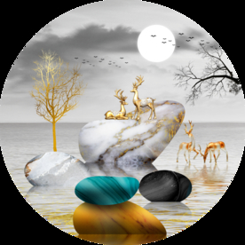 圆形装饰画石来运转