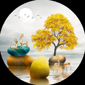 圆形装饰画转运石玄关