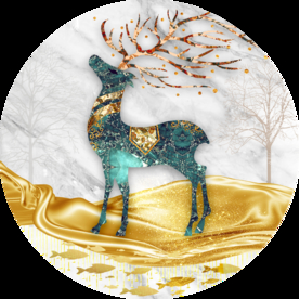 麋鹿圆形装饰画