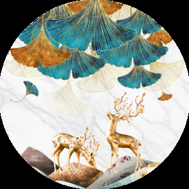 圆形装饰画 麋鹿