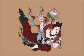 敦煌莫高窟3窟元代持花飞天