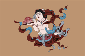 敦煌莫高窟3窟元代持花飞天