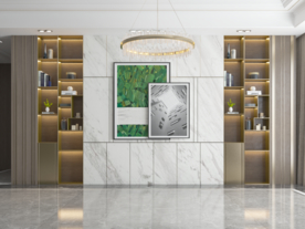 现代简约客餐厅背景墙3D空景