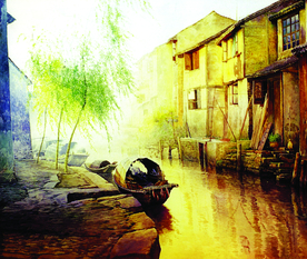 水乡油画