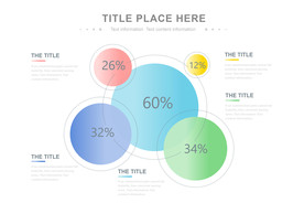 PPT百分比五个分项信息图表