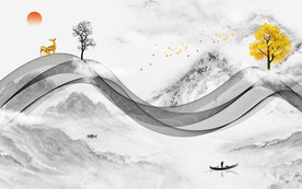 大理石山水电视背景墙