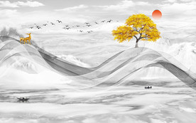 大理石山水电视背景墙