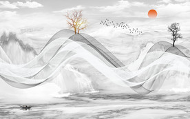 大理石山水电视背景墙