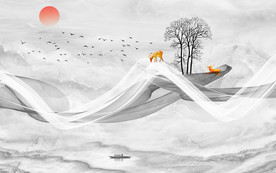 大理石山水背景墙