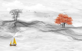 大理石山水电视背景墙