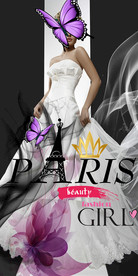 紫色蝴蝶时尚美女装饰画玄关