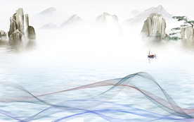 高清 简约山水画 TIF分层