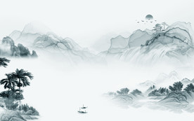 中式新款山水画 TIF分层