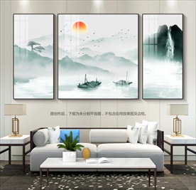 新中式水墨山水画客厅装饰画