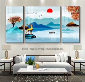 轻奢风客厅装饰画日瓷画